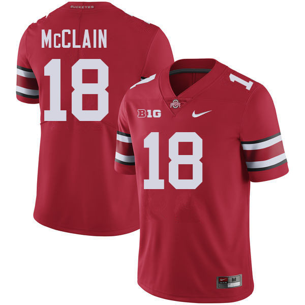 #18 Jaylen McClain Ohio State Buckeyes Jersey College Football Uniforms-Red #18 Jaylen McClain Ohio State Buckeyes Jersey College Football Uniforms-Red